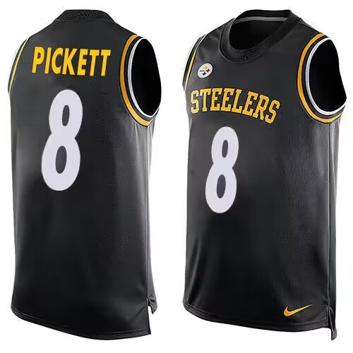 Men's Pittsburgh Steelers #8 Kenny Pickett Black Tank top Stitched Jersey